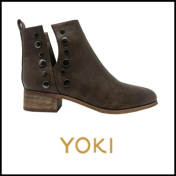 Yoki Shoes - NWT YOKI Brushed Vegan Leather Bootie w/Studs, 10M